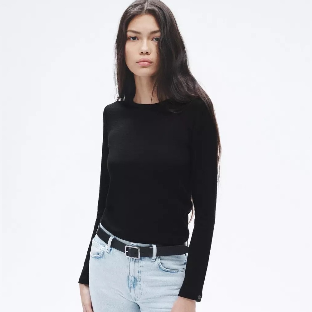 rag & bone The Knit Long Sleeve Tee in black, like new, size M